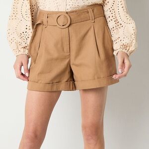Ryegrass Women's Pleated Belted Shorts Size 14 Brand New Light Khaki Color